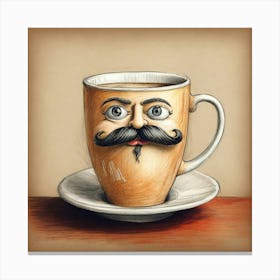 Coffee Cup With Mustache 3 Canvas Print