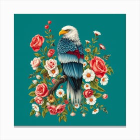 Eagle With Roses 3 Canvas Print