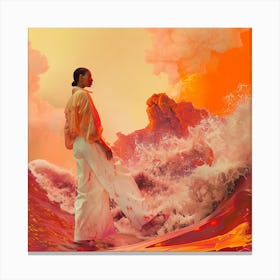 Woman Standing On A Wave Canvas Print