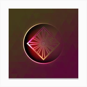 Geometric Neon Glyph on Jewel Tone Triangle Pattern 161 Canvas Print