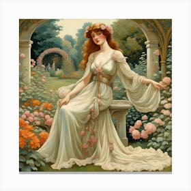 Lady In A Garden Canvas Print