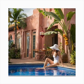 Moroccan Oasis Tranquil Retreat By The Pool (1) Canvas Print