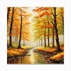 Forest In Autumn In Minimalist Style Square Composition 13 Canvas Print