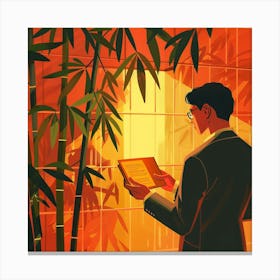 Man Reading A Book Canvas Print