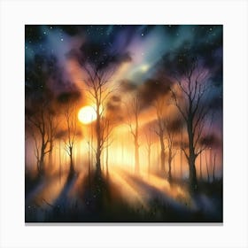 Forest At Night 1 Canvas Print