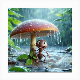 Ant In The Rain 6 Canvas Print