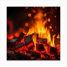 Closeup Of An Inferno With Flames Licking The Edges Of A Flammable Object Danger Evident In The Fie (2) 2 Canvas Print