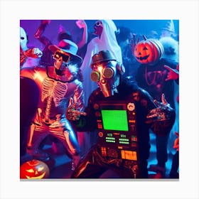 Halloween Party With Halloween Costumes Canvas Print