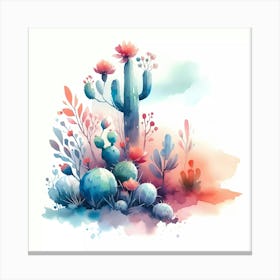 Watercolor Cactus Canvas Print