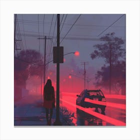 Night in Japan Lofi Illustration Canvas Print