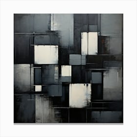 Abstract Painting, Produce A Monochromatic Abstract Artwork Overlapping Squares And Rectangles 1 Canvas Print