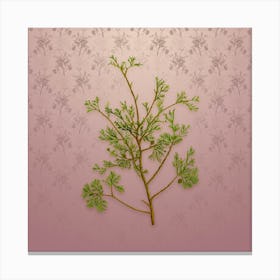 Vintage Atlantic White Cypress Botanical on Dusty Pink Pattern Canvas Print