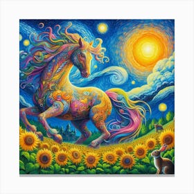 Horse In The Sky With Starry Night 2 Canvas Print