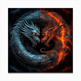 Dragons In Fire Canvas Print