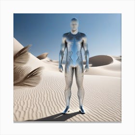 Futuristic Man Standing In Desert 1 Canvas Print