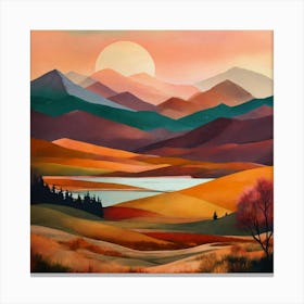 Sunset Over The Mountains Canvas Print