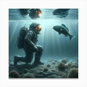 Scuba Diver With Fish Canvas Print