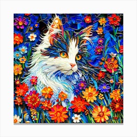 Kitty Cat - Cat In Flowers Canvas Print