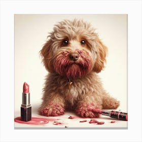 Dog With Lipstick 1 Canvas Print