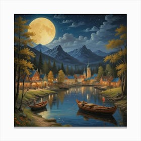 Night On The River Canvas Print