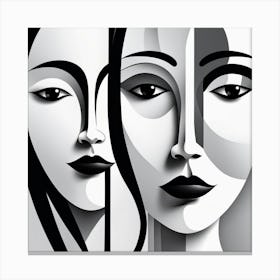 Two Women'S Faces Canvas Print