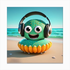 Octopus With Headphones 3 Canvas Print