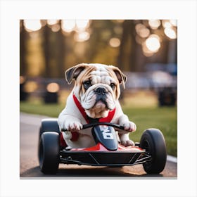 Bulldog Driving Kart Canvas Print