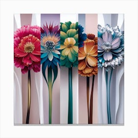 Flowers In A Row Canvas Print