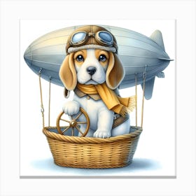 Beagle In A Hot Air Balloon Canvas Print