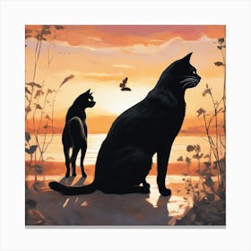 Sunset Cats 2 Canvas Print