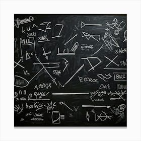 Black Chalk On A School Blackboard Capturing A Dynamic Blend Of Abstract Shapes And Realistic Objec (7) Canvas Print