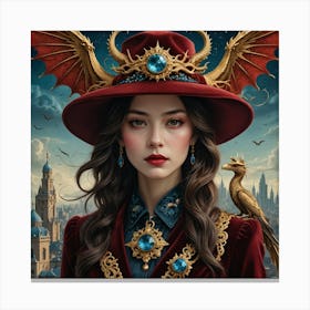 Girl With A Dragon Canvas Print