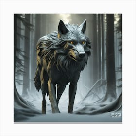 Wolf In The Woods 56 Canvas Print