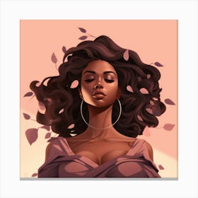 Black Girl With Leaves Canvas Print