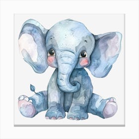 Little Elephant Watercolor Painting Canvas Print