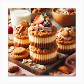 Stacked oatmeal Cupcakes Canvas Print