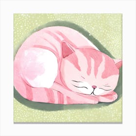 Pink Cat Sleeping Canvas Print