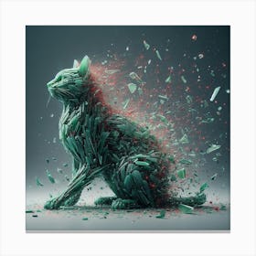Cat from green glass Canvas Print