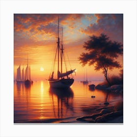 Sunset Sailboats 1 Canvas Print