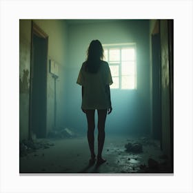 Girl In An Abandoned Room Canvas Print