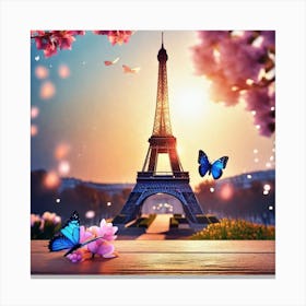 Eiffel Tower And Butterflies 3 Canvas Print