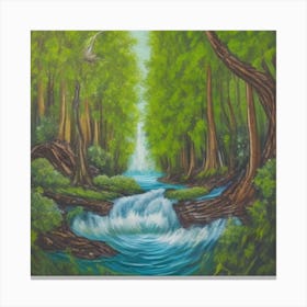 Character Portraits A Mural Depicting A Lush Green Forest 1 (1) Canvas Print