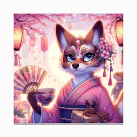 Fox In Kimono 3 Canvas Print