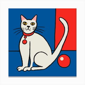 Cat With Red Ball Canvas Print