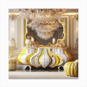 Gold And White Bedroom Canvas Print