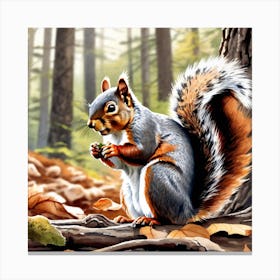 Squirrel In The Woods 59 Canvas Print