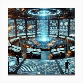 Holographic Interfaces Real Time Data Canvas Print