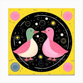 Duckling Linocut Pattern 1 Canvas Print
