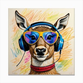 Deer With Headphones 12 Canvas Print