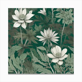 Green Flowers, Floral Seamless Pattern Toile